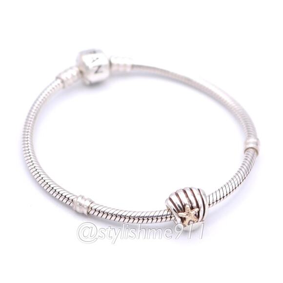 PANDORA Silver Sea Shell Charm with 14K Gold - 790249 - Picture 6 of 13